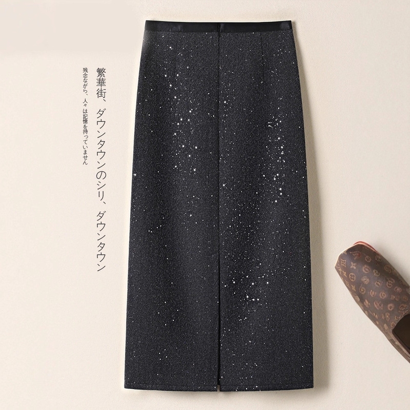 今年流行亮片半身裙女2025秋冬季新款高腰显瘦显高时尚直筒包臀裙|undefined