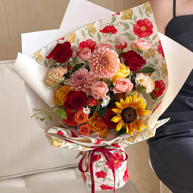 Huasei Yuyin papel Qing Tang Ji flor di buquete de papel de embalaje de película mate flor florista de papel de envoltura de flores