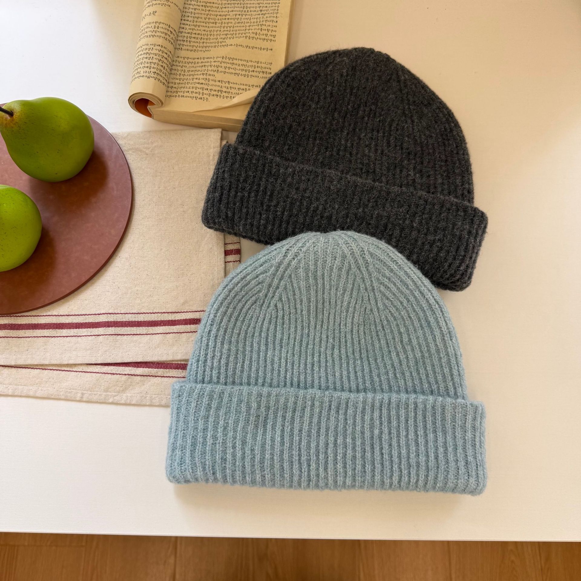 Men's Wool Blend Beanie Hat Warm Winter Knit Cap For Cold Weather_voghion.com