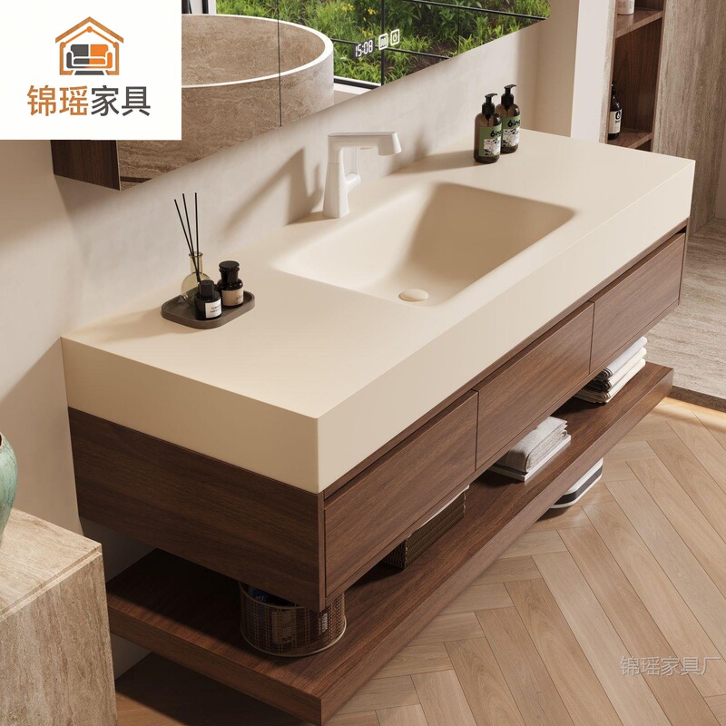 Modern minimalist style bathroom cabinet set with rock slab hot-bent integrated basin, bathroom washbasin, face wash basin, and vanity Modern minimalist style bathroom cabinet set with rock slab hot-bent integrated basin, bathroom washbasin, face wash basin, and vanity