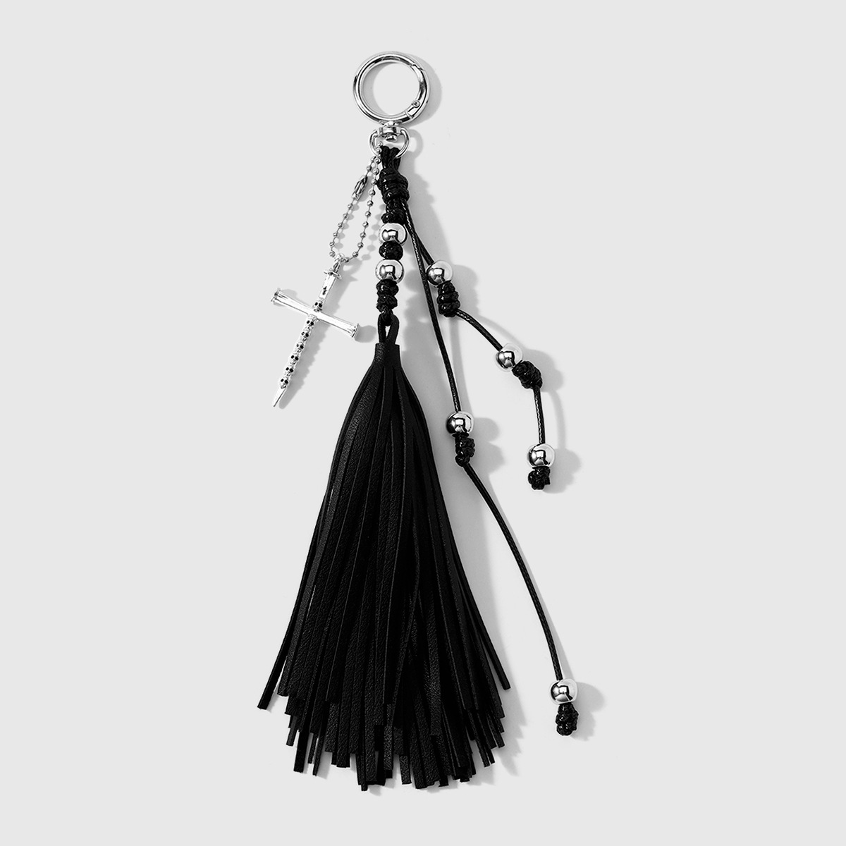 y2k punk oscuro viento multicolor cuero bordilla ataúd esqueleto cruz cuentas DIY llavero bolso colgante