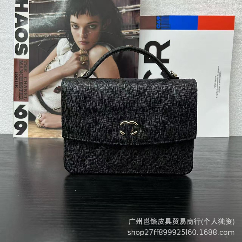 25C菱格鱼子酱牛皮迷你mini单肩斜挎双肩包链条休闲双用女士背包