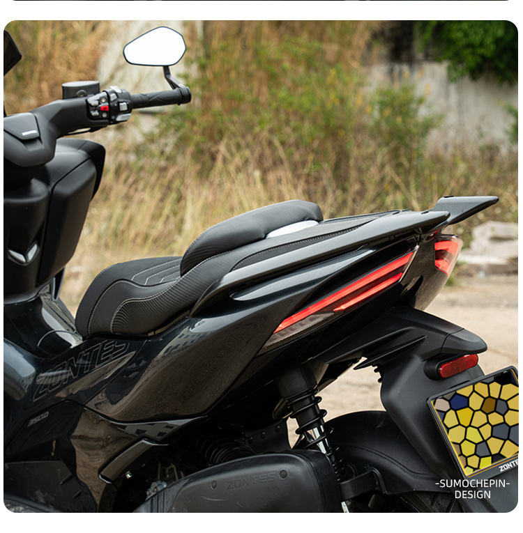 Suitable for Shengshi 350D motorcycle sports cushion assembly modified waist support waterproof seat bag frosted black suede leather
