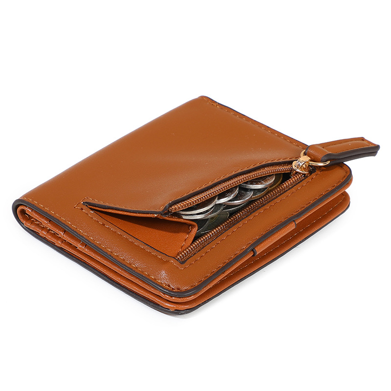 Mayorista personalizado simple PU bolso de cambio bolso corto damas ultra delgado FBA comercio exterior RFID antimagnético billetera de cremallera