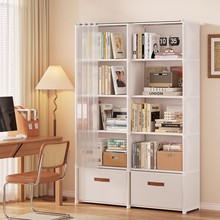书架落地置物架防尘书柜储物柜一体靠墙可移动学生家用简易收纳柜