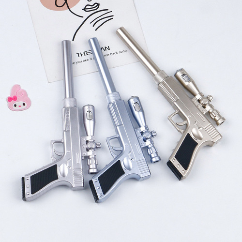 Cartoon flashlight with LED light luminous sniper pistol gel pen student office brush pen test pen