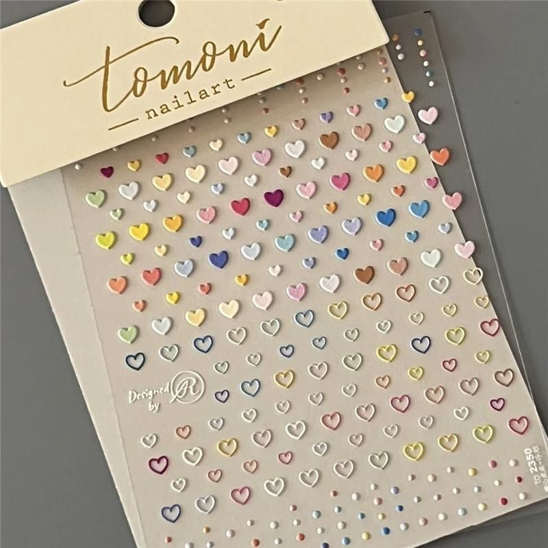 Macaron Heart Star Nail Art Stickers Embossed Stereo Japanese Style Cute Girl Adhesive Nail Stickers Small Patterns