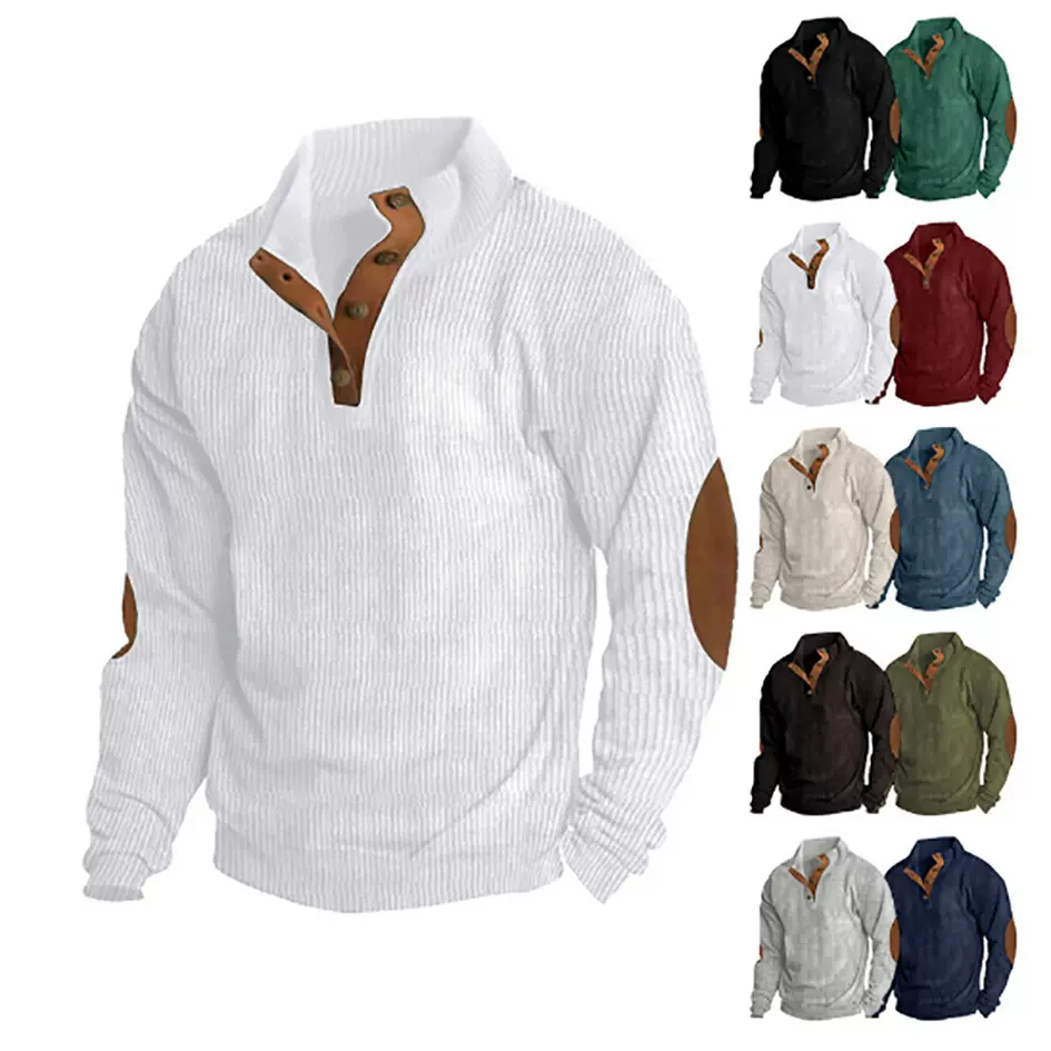 欧美跨境秋冬男装独立站亚马逊灯芯绒套头男士夹克休闲长袖卫衣