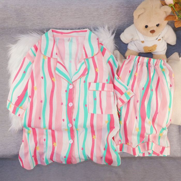 Al por mayor transfronterizo nuevo verano nubes de algodón dibujos animados mangas cortas pantalones cortos pijamas ropa de casa de mujer set ropa de casa de moda