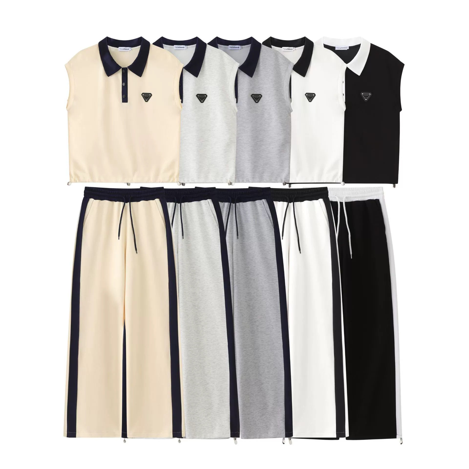 Костюм-двойка на шнурке, дизайнерский летний костюм контрастного цвета, топ с короткими рукавами и прямые брюки.