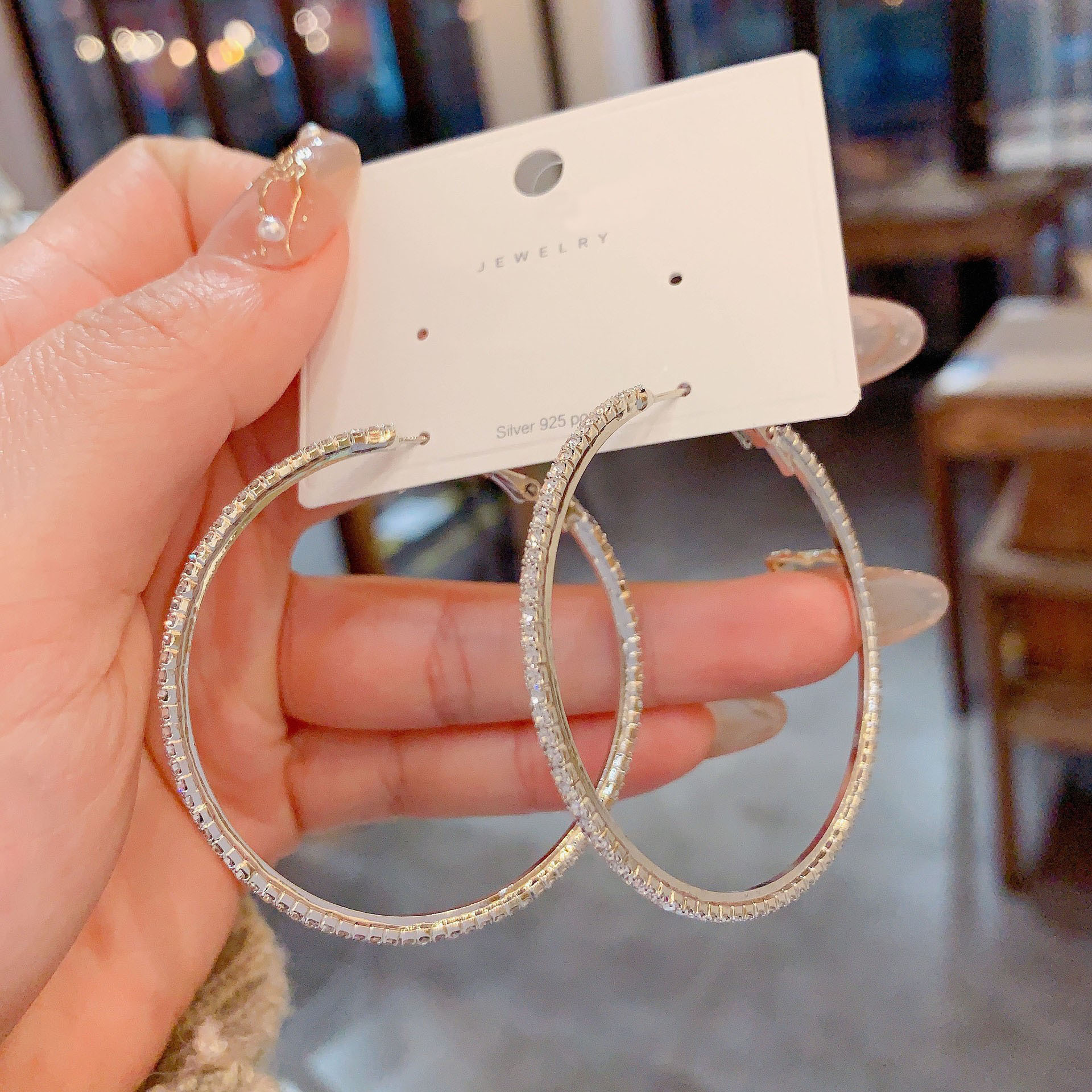 Hoop Earrings Classification 1 Pair Quantity 1 Pair Streetwear Solid Color Plating Inlay 925 Sterling Silver Copper Zircon Hoop Earrings