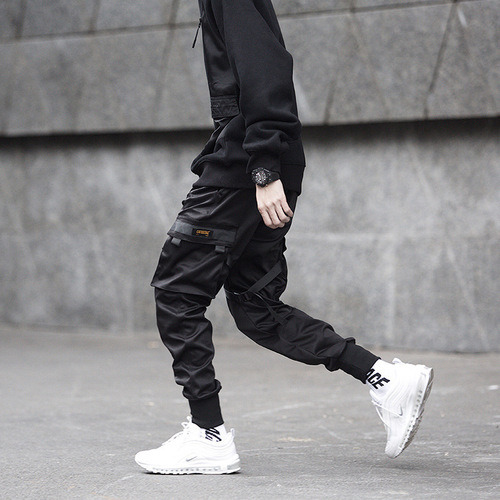 Workwear Pants Youth Ankle-Tight Pants Men's Trendy Brand Functional Tactical Parachute National Style Casual Slim-Fit Pencil Pants for Students—Cross-Border