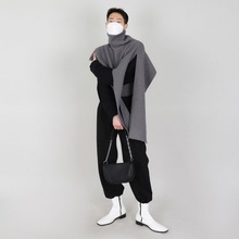 MYQ小众披肩斗篷男士秋冬季韩版宽松针织围脖外搭高领加厚毛衣