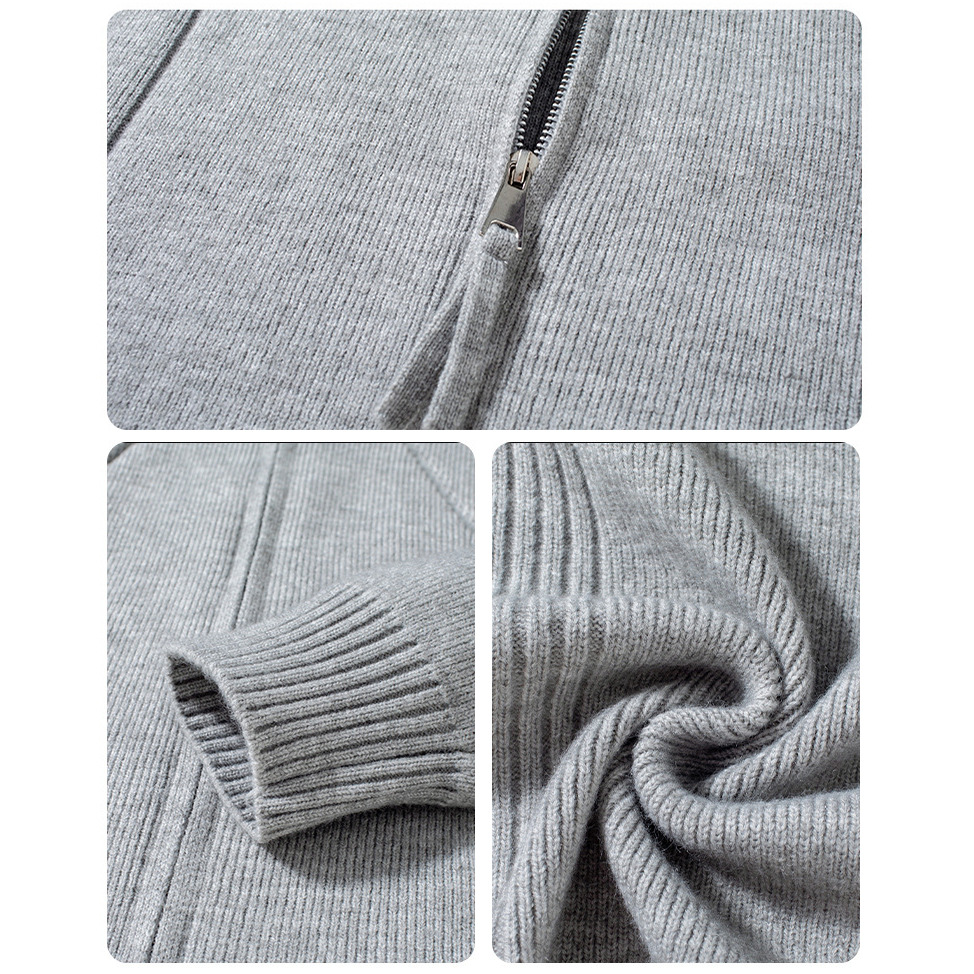 Explosiones transfronterizas de tamaño grande europeo cardigán chaqueta suéter de punto hombre lujo ligero negocio collar cremallera fábrica al por mayor