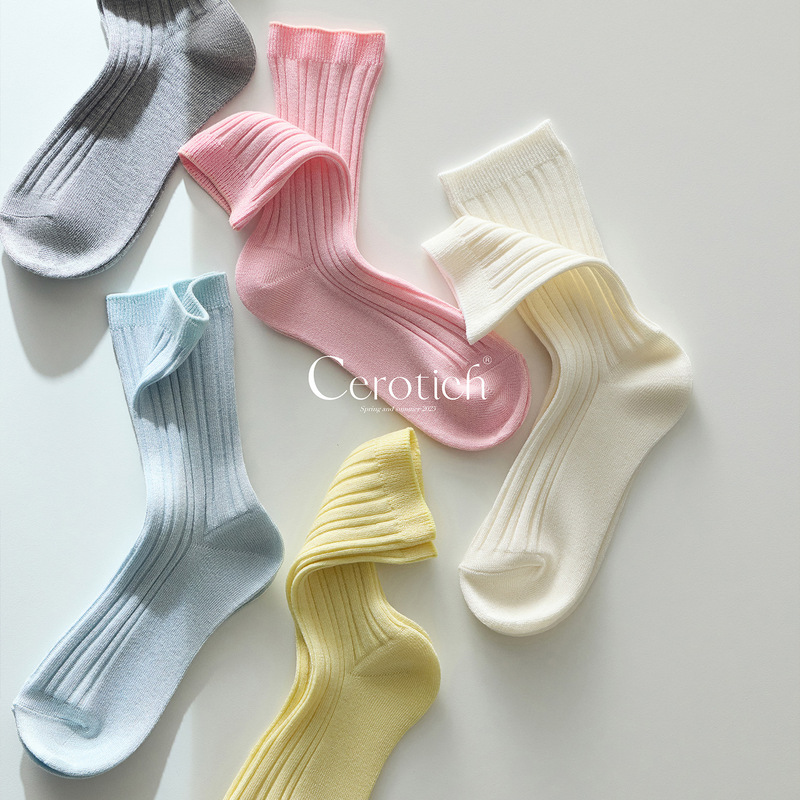 Cerotich Mulberry Silk Candy Color Small Pit Strip Mid-Tube Socks Women's Summer Thin Breathable Lyocell Pile Socks Cerotich Mulberry Silk Candy Color Small Pit Strip Mid-Tube Socks Women's Summer Thin Breathable Lyocell Pile Socks