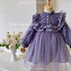 Purple spring dress, children's small princess costume, Korean style, children's clothing, mesh skirt, western style