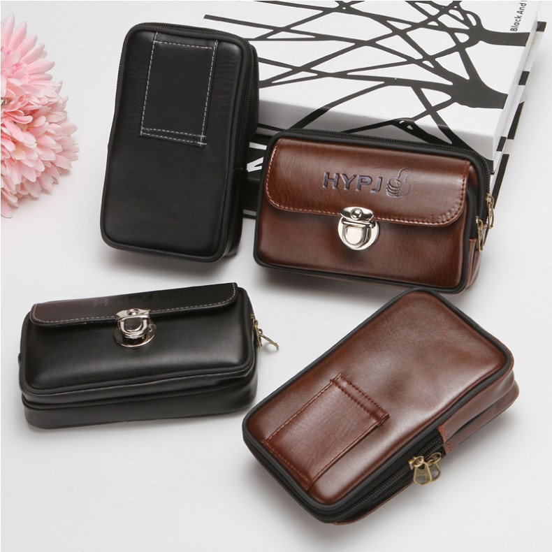 Men's Solid Color Pu Leather Lock Clasp Phone Wallets display picture 7