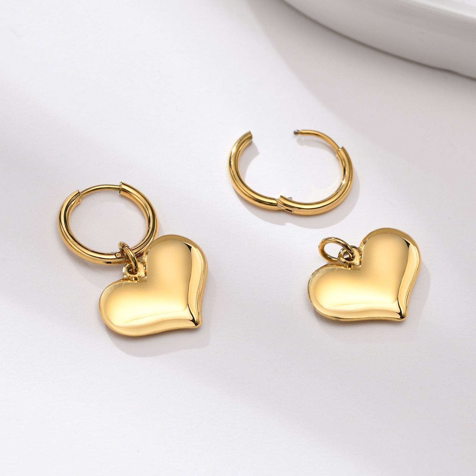 9g Weight 304 Stainless Steel Ear Needle Material Charm Sleeper Hoop Earrings, Drop Earrings Classification 1 Pair Quantity Holiday, Daily Occasion 304 Stainless Steel Material Star, Moon, Heart Shape Pattern Women's Gender Casual, Simple Style Style 1 Pair Casual Simple Style Star Moon Heart Shape 304 Stainless Steel Drop Earrings 4