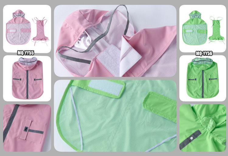 Large Dog Raincoat With Leash Attachment Mesh Reflective Strip Velcro Closure Pet Products Dog Clothing & Shoes_voghion.com
