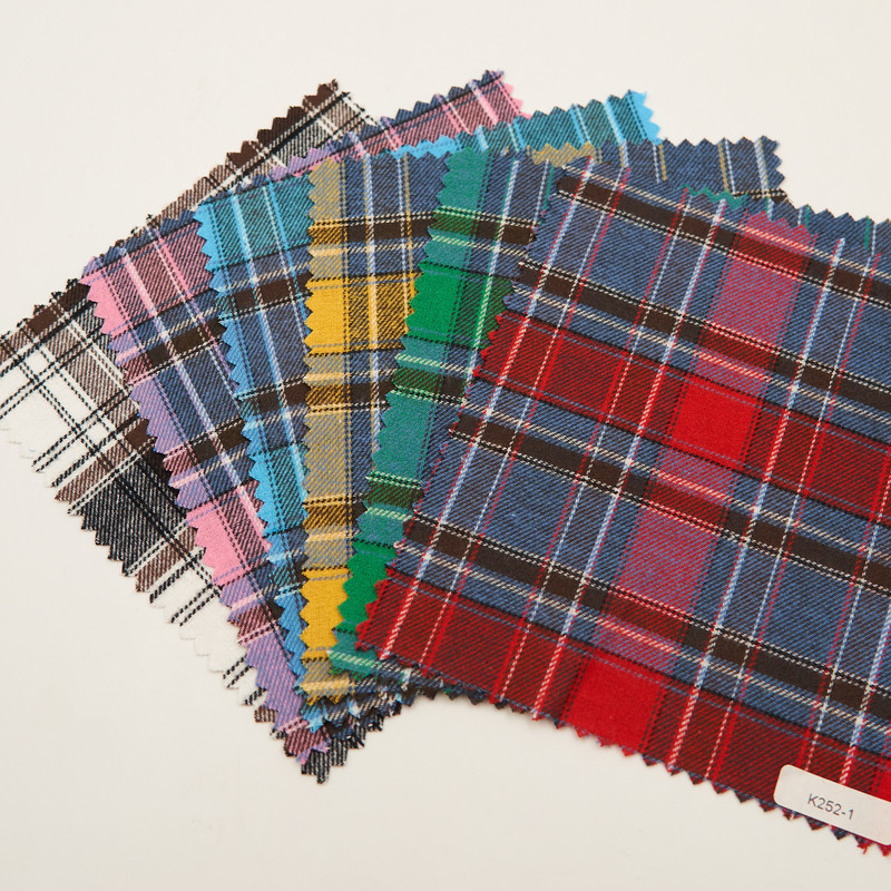 Cotton Yarn-Dyed Flannel Plaid Fabric, Preppy Style Suit Pleated Skirt School Uniform Fabric