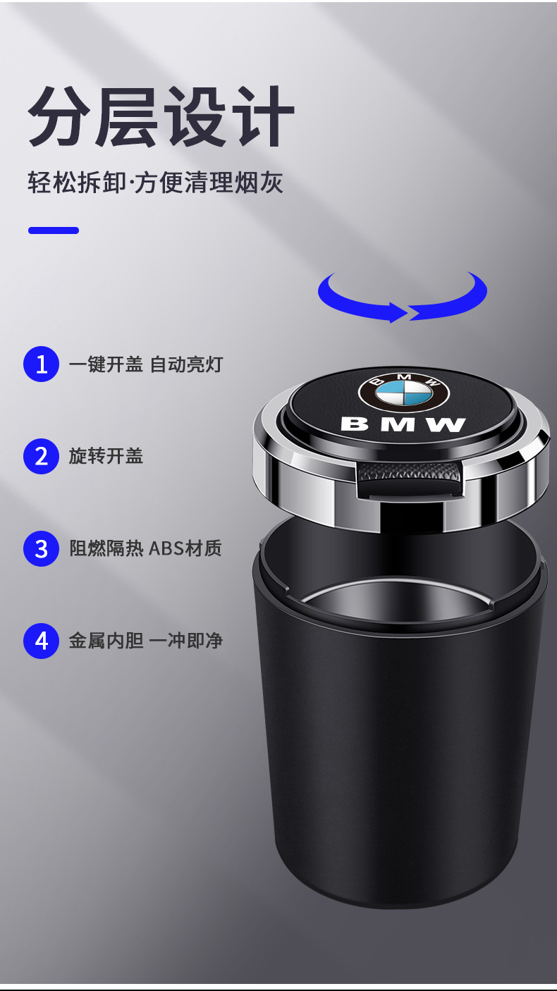 Suitable for BMW 5 series 3 series 1 series 7 series X1X2X4X5 car ashtray metal liner flame retardant interior products