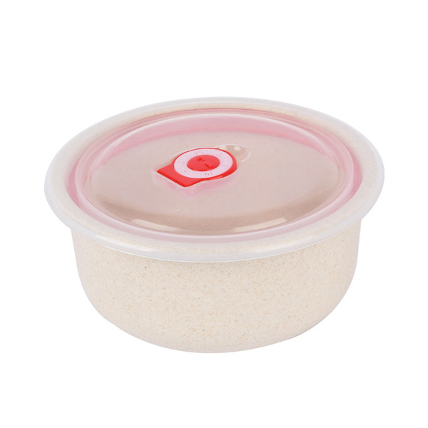 Wheat straw fresh-keeping box sealed with lid round meal preparation…