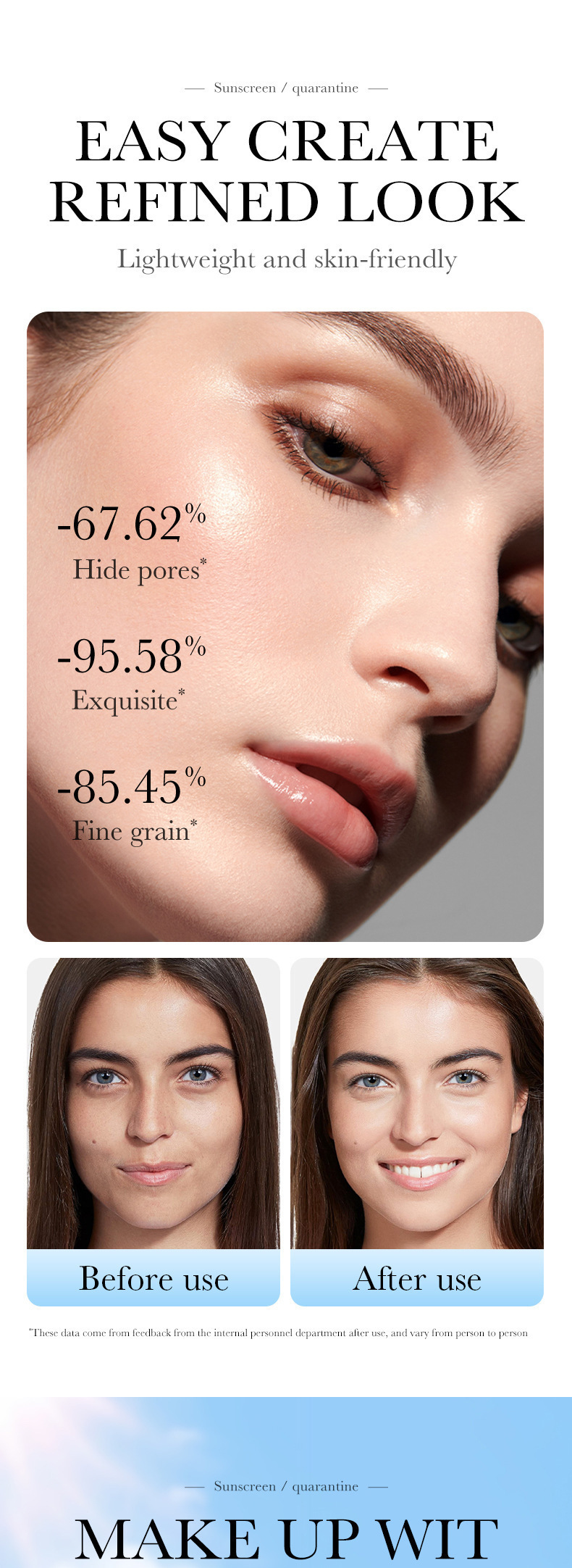 Cross-border foreign trade SADOER three-color sun protection cream uniform skin color before makeup base isolation protective cream