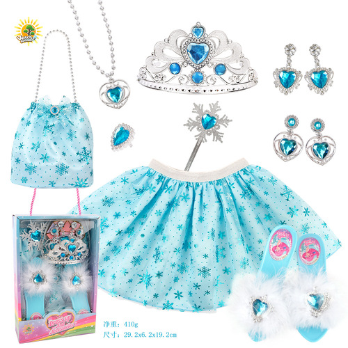 Children's tutu skirt Children's Day performance Cute girl pink glove set Princess crystal slipper crown pendant