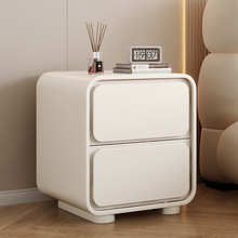 网红奶油风床头柜皮质简约现代小型卧室实木床边柜极简易免安装收
