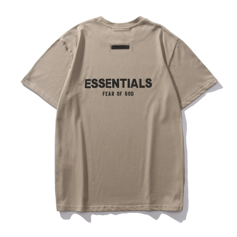 Essentials American High Street moda verano pareja ins espalda de silicona tridimensional carta de manga corta Camiseta de moda NIEBLA