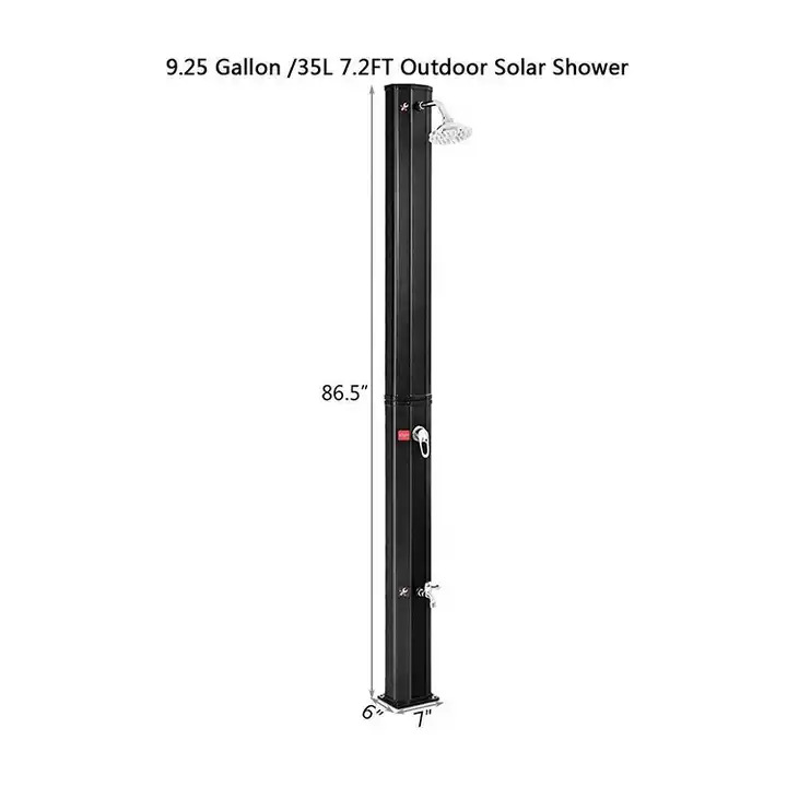Ducha solar del soporte solar negro anti-ULTRAVIOLETA de la ducha 35L con la válvula del interruptor
