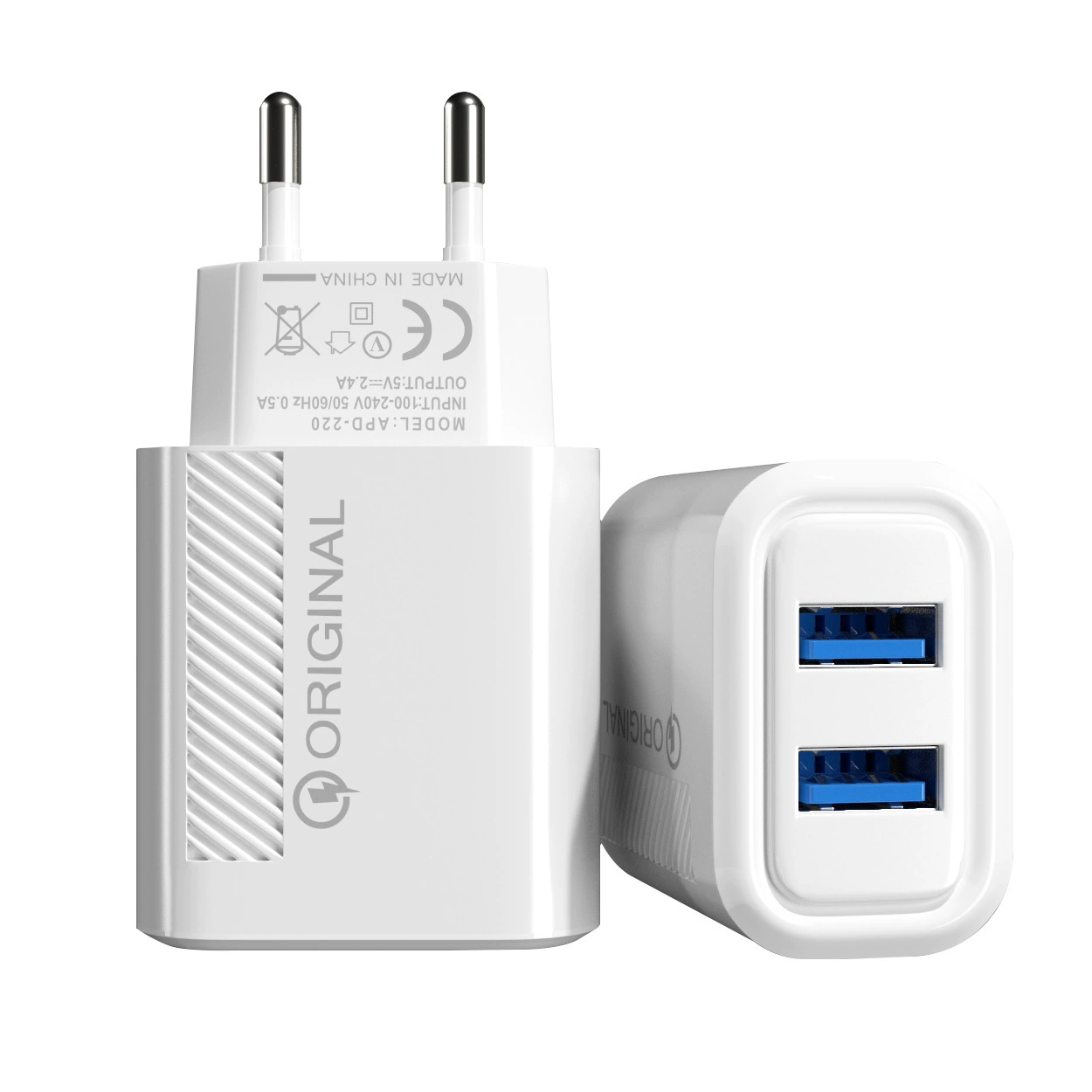 Двойной USB многопорт зарядное устройство для мобильного телефона 2.4A быстрая вставка, питание через заголовок 2U настенное зарядное устройство европейская и американская оптовая торговля