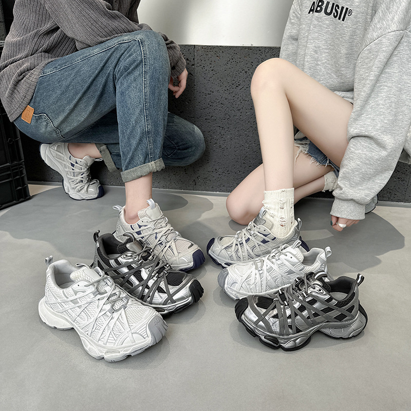 Paris Lace-Up Platform Dad Sneakers for Women 2025 New Couple Style Petite Super Cute Mesh Sneakers Trendy Women