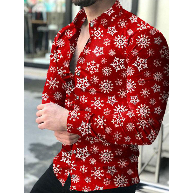 Comercio exterior transfronterizo 2022 AliExpress estación independiente primavera y otoño nuevo europeo y americano camisa de manga larga impresa casual de los hombres más tamaño