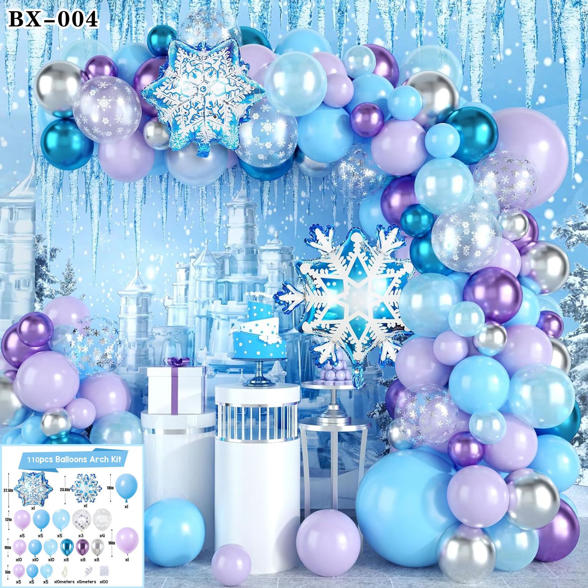 Frozen azul tema cumpleaños decoración globo traje princesa niña niños años de edad decoración escena diseño