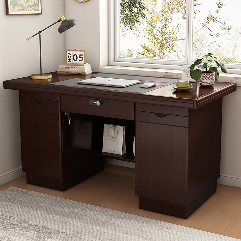 Office Desk and Chair Set for Home Use, Writing Desk, Desktop Computer Desk, Single-Person Desk with Drawer Lock for Home Use