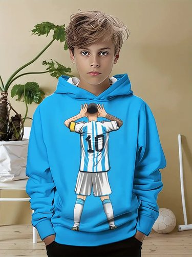 European and American-style fashion sporty printed kids' clothing hoodie—men's 3D digital print, relaxed-fit, hooded design