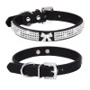 Factory direct selling small and medium -sized dog shiny rhinestone pet collars Multi -row of net diamond PU leather dog neck cat collar