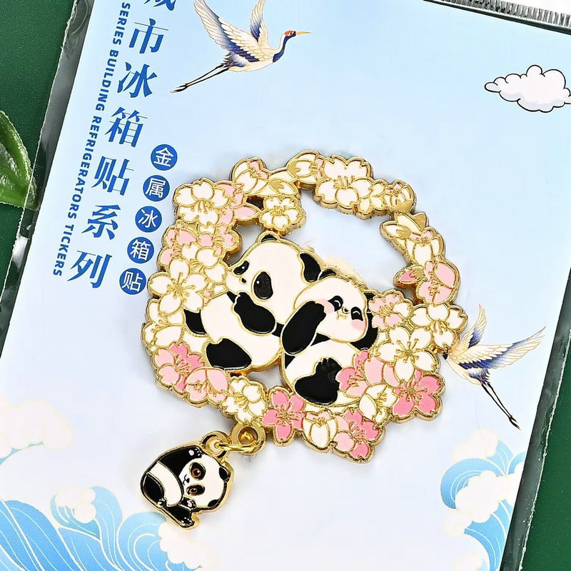 新款徽章文创二次元动漫卡通国风熊猫金属冰箱贴logo个性创意徽章