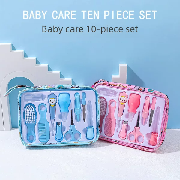 10-Piece Baby Nail Care Set, Ear Scoop, Nail Clipper Set, Baby Nail Polishing Comb, Brush Care