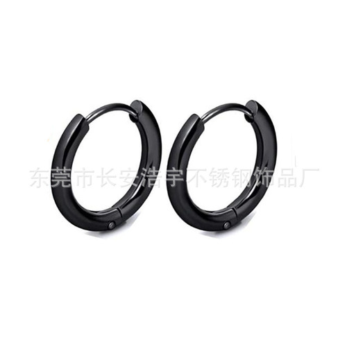 Men's stainless steel earrings, simple and personalized round wire earrings, titanium steel earrings, unisex European and American earrings, circle earrings for women