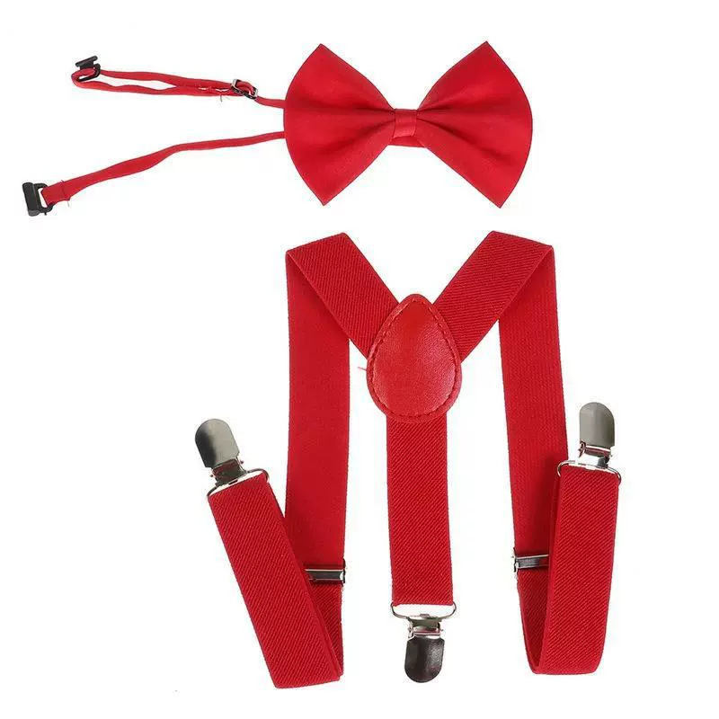 Children's 3-clip Y-shaped elastic shoulder strap+bow tie