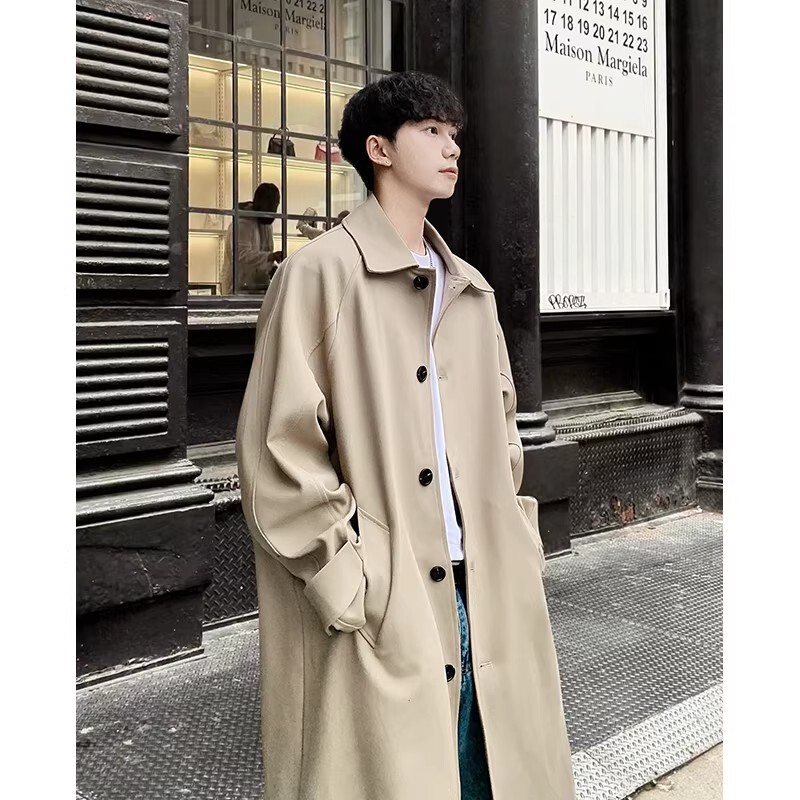 Korean-Style Early Autumn Outfit, Intellectual Trench Coat for Men, Mid-Length Trendy Coat for Tall Individuals, Spring and Autumn Cape Coat Korean-Style Early Autumn Outfit, Intellectual Trench Coat for Men, Mid-Length Trendy Coat for Tall Individuals, Spring and Autumn Cape Coat