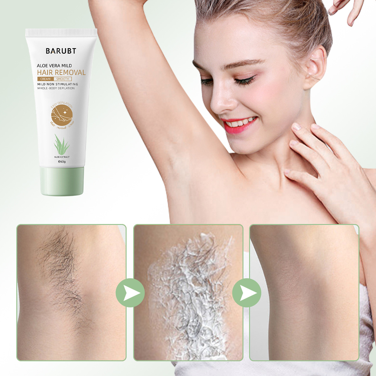 BARUBT Vera Concentrated Cream Anxinjing Pure and Mild Deep Hair Removal without Harming the Skin Aloe Gel_voghion.com