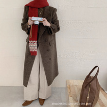 韩版简约气质百搭西装正肩毛呢外套2025秋冬新款双面羊毛大衣外套