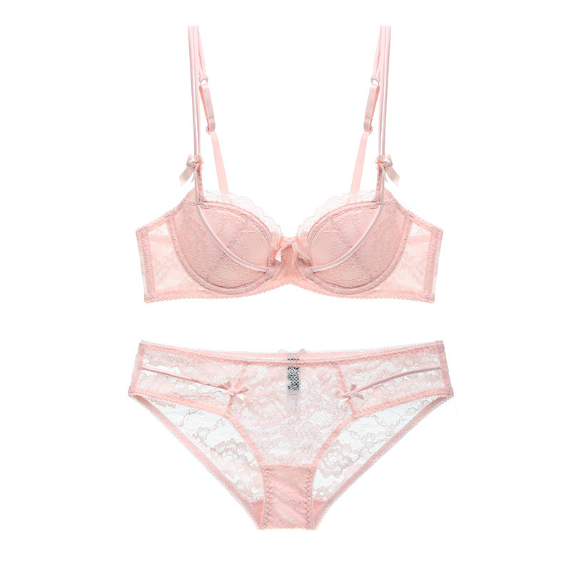 Conjunto de lencería sexy europeo y americano con tirantes de encaje y lazo, estilo fino, conjunto de lencería para mujer con busto pequeño, venta al por mayor