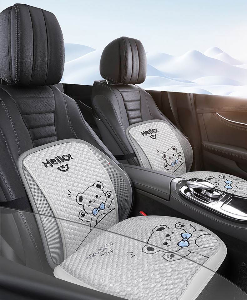 Car cushion four seasons universal women's cute cartoon bear cushion summer ice silk breathable non-slip seat cover