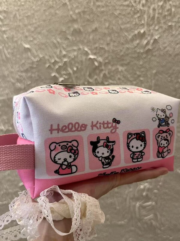 高颜值化妆包女士小拎包便携收纳包大容量学生笔袋多功能kt猫包包|undefined