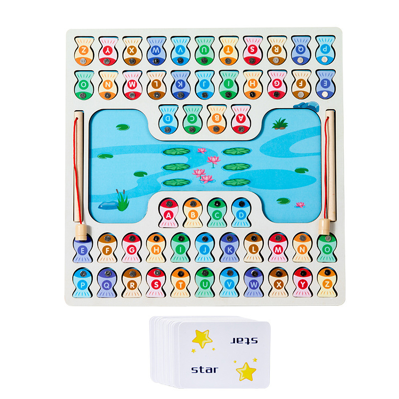 CPC alfabeto magnético juego de batalla de pesca madera para niños forma marina a juego educación temprana juguetes educativos al por mayor