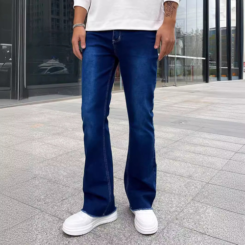High-Quality European and American Men's Elastic Tight Bell-Bottom Jeans Independent Store Classic Three Colors